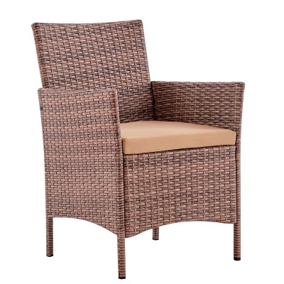 Кресло из искусственного ротанга Киото (Kioto armchair) (цвет: капучино) (бежевая подушка)
