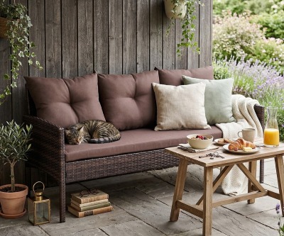 Диван Фьорд -3 (Fjord sofa-3) из искусственного ротанга 3-х местный (цвет шоколад)