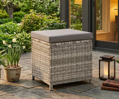 Пуфик Фьорд (Fjord stool) из искусственного ротанга (цвет серый)