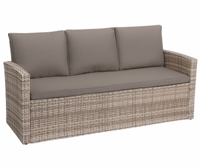 Диван Палермо (Palermo sofa 3) из искусcтвенного ротанга 3-х местный (цвет: серый)