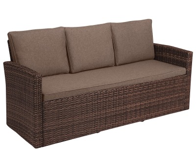 Диван Палермо (Palermo sofa 3) из искусcтвенного ротанга 3-х местный (цвет кофе)