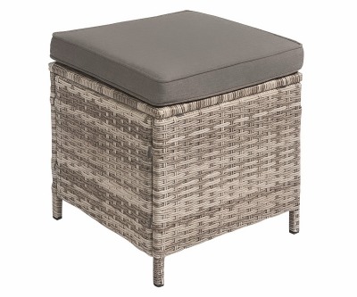 Пуфик Палермо (Palermo stool) из искусственного ротанга с подушкой (цвет: серый)