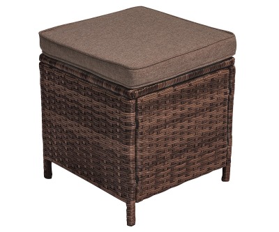 Пуфик Палермо (Palermo stool) из искусственного ротанга с подушкой (цвет: кофе)